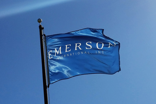 Emerson International Flag Waving in Wind